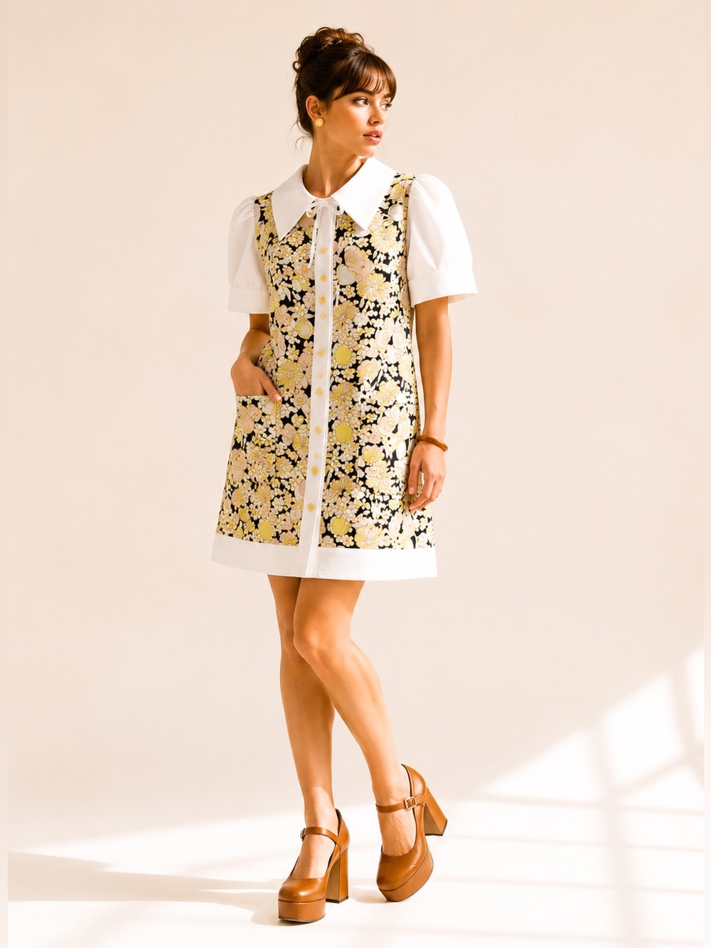 Vintage 60s Mod Floral Mini Dress Twiggy Style Rare Find Handmade Size S - Picture 13 of 13
